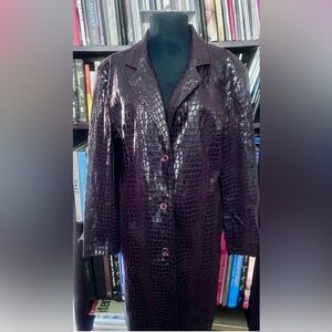Vintage Selene Sport Dark Brown Faux Crocodile Pattern Coat fully lined